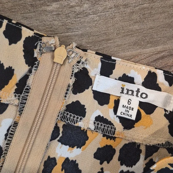 Australian Brand Into Asymmetrical Ruffle Hem Animal Print Skirt, Size 2 - Picture 7 of 9